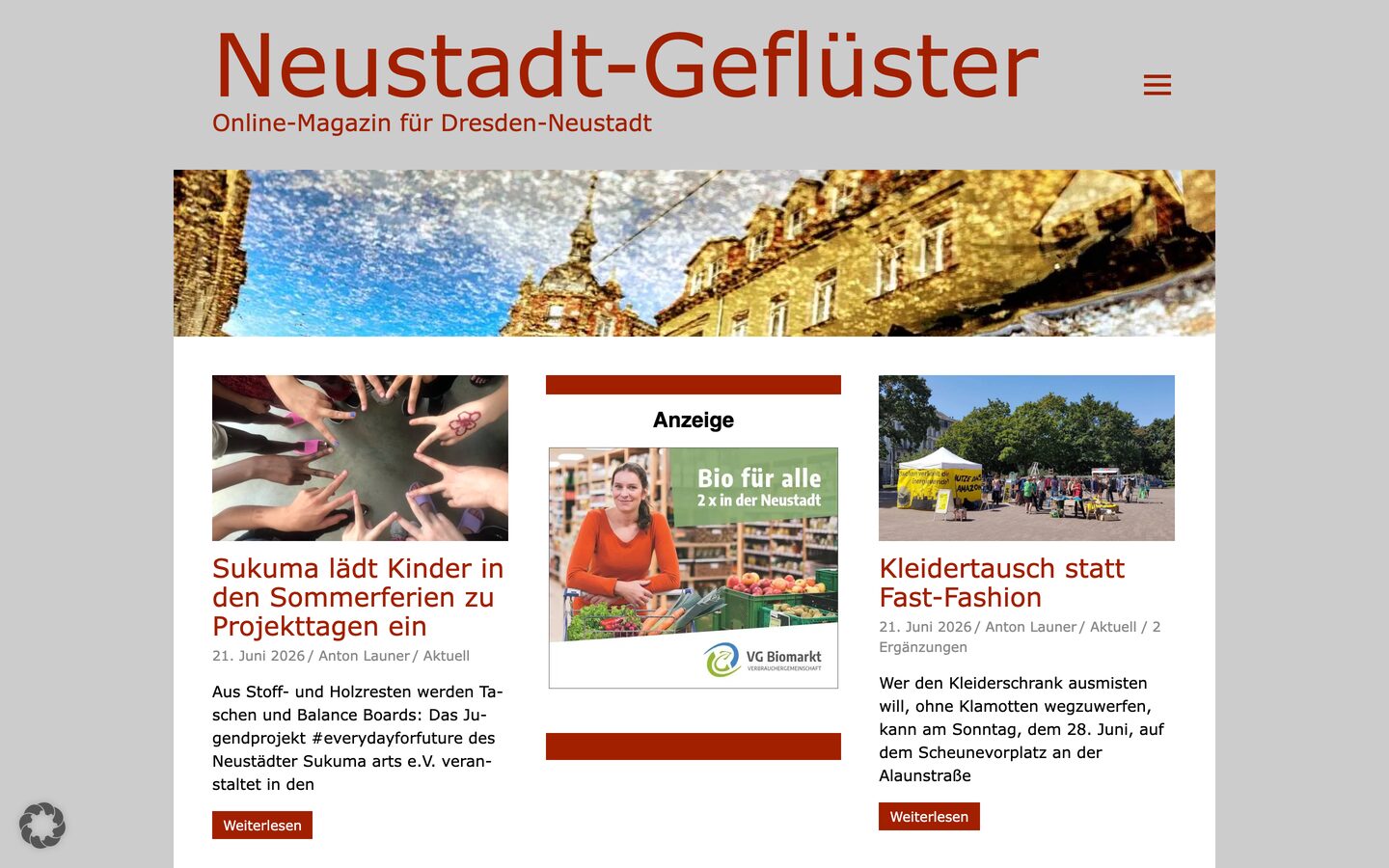 Startseite des Online-Magazins Neustadt-Geflüster