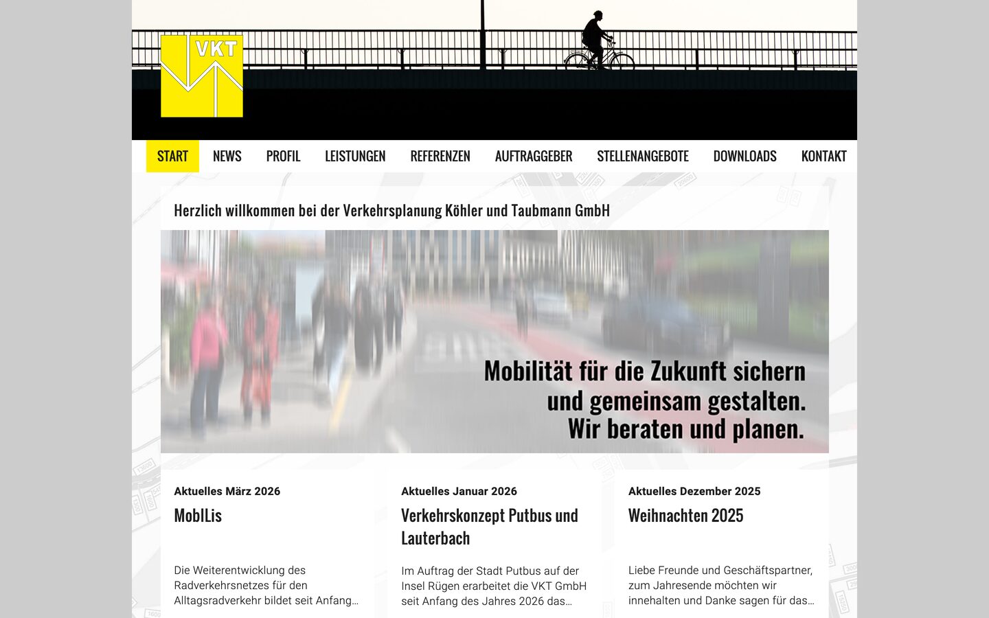 Website der VKT GmbH für Verkehrsplanung und Verkehrstechnik